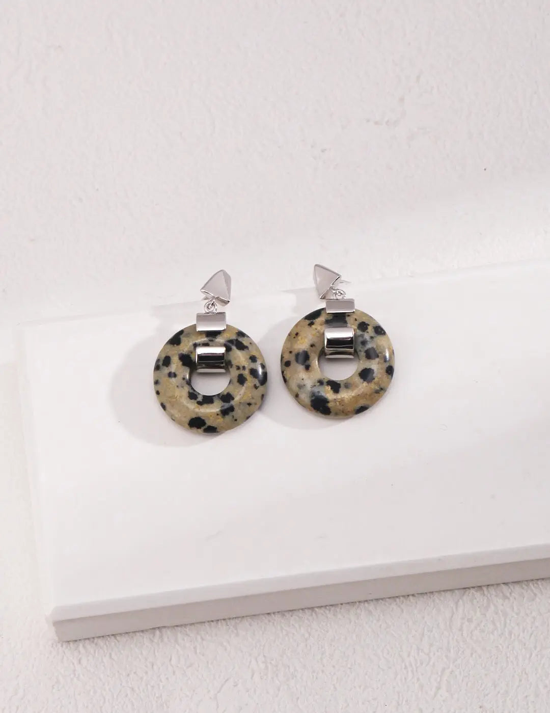 Speckled Stone Hoops Earrings-2