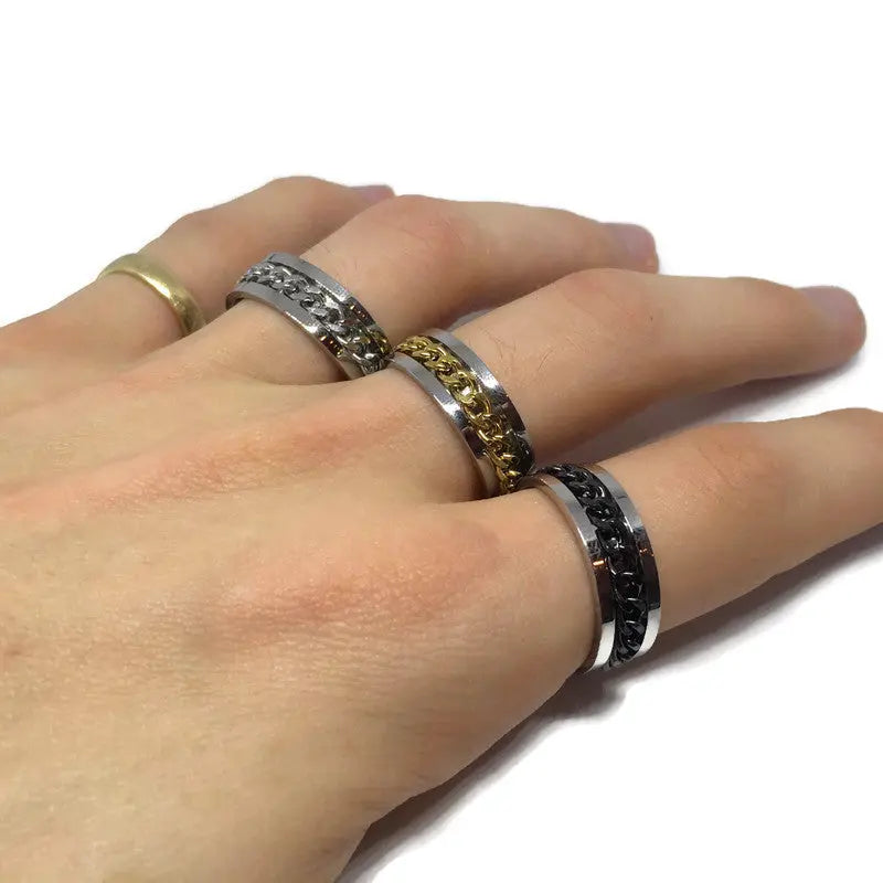 Spinning Curb Chain Band Ring-1