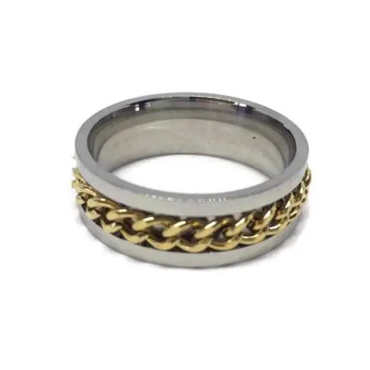 Spinning Curb Chain Band Ring-2