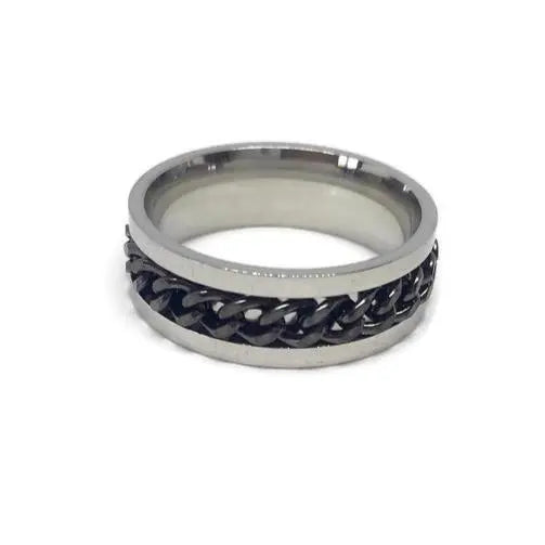 Spinning Curb Chain Band Ring-4