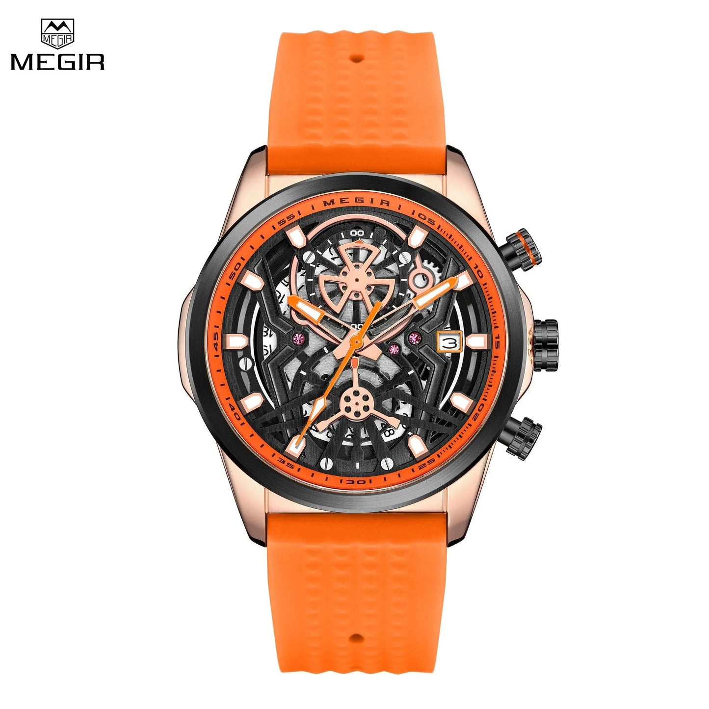 MEGIR Sports Watches Brand Luxury Wrist Watch Clock for Men Silicone Strap Luminous Quartz Big Dial Wristwatch Relogio Masculino-1