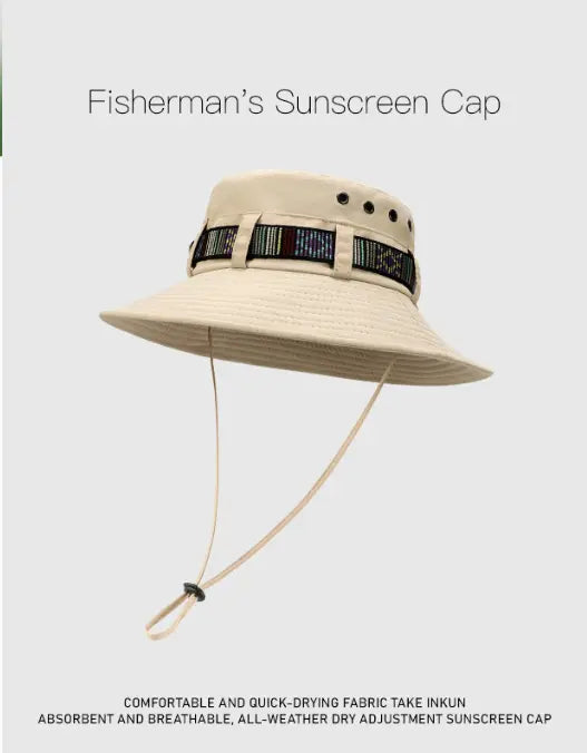 Sports outdoor sunscreen sunshade hat female Korean version summer travel travel camping fishing straw hat fisherman hat - Memoriex 