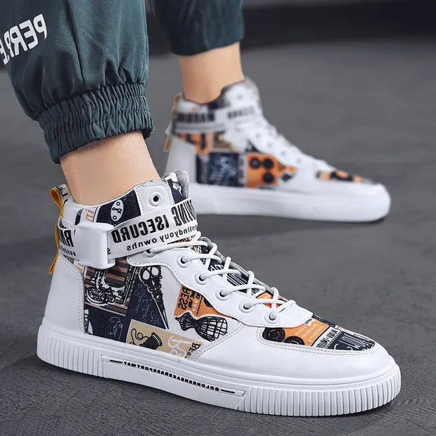 Spring men's trendy shoes, new black high top shoes for teenagers, sports shoes for boys, junior high school students, and men's adobe shoes - Memoriex 