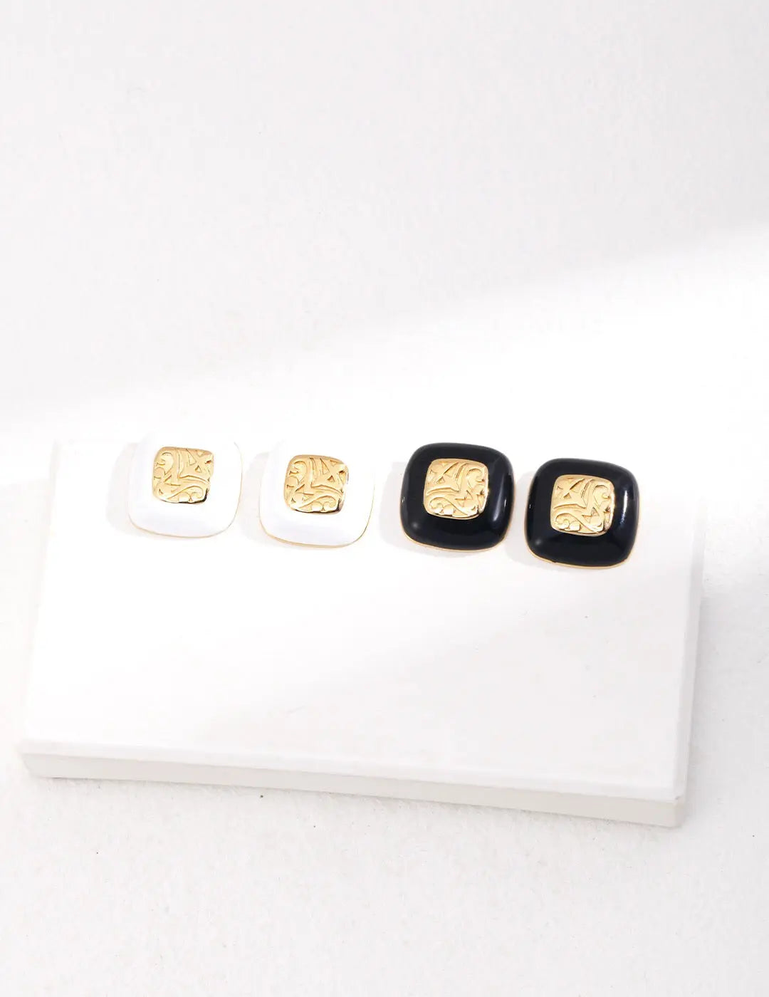 Square Drop Glaze Stud Earrings-2