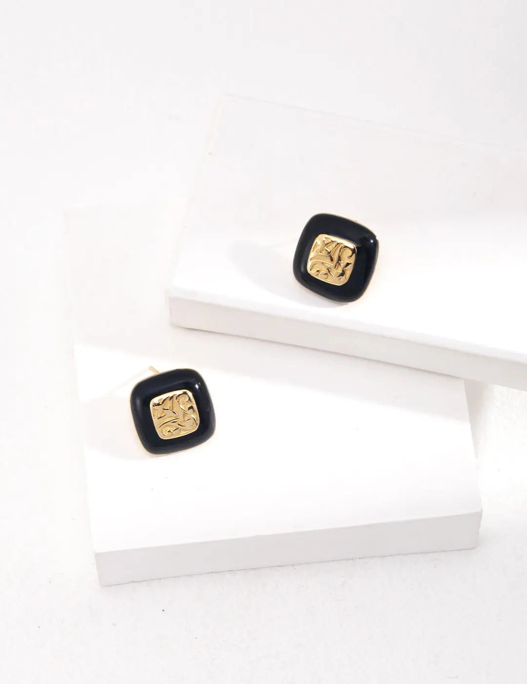 Square Drop Glaze Stud Earrings-3