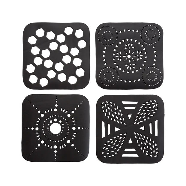 Square Handcrafted Recycled Rubber Coaster - A set of 2 or 4 - Memoriex 