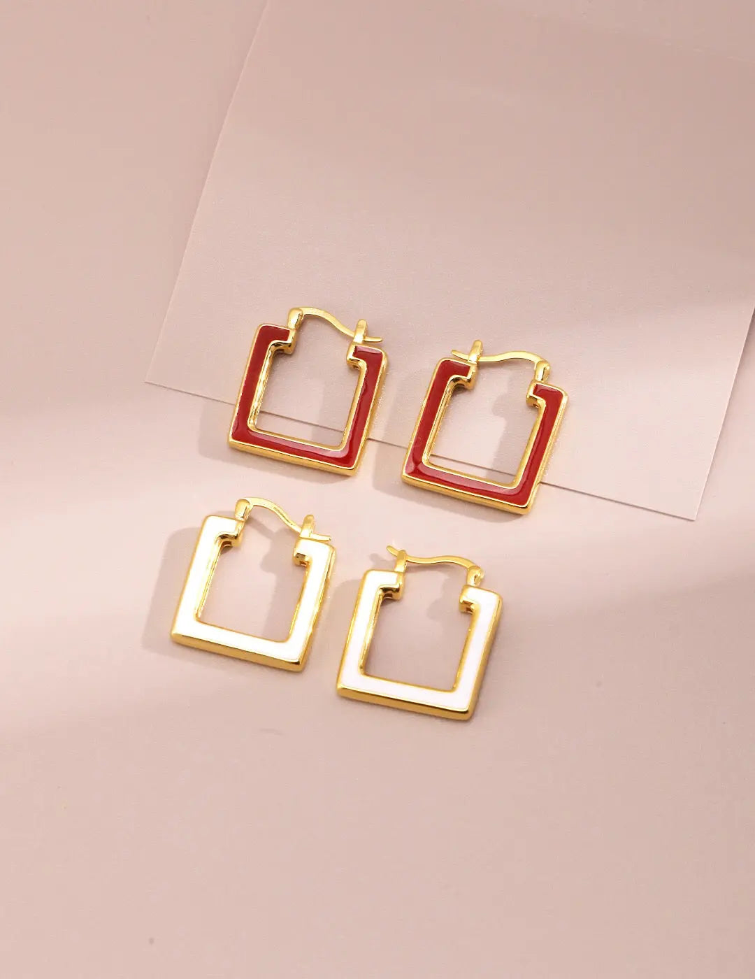 Square Loop Dripping Glaze Earrings-0