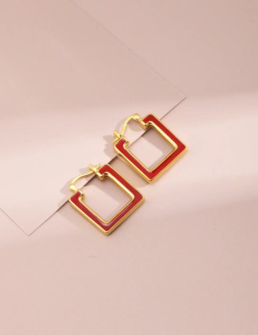 Square Loop Dripping Glaze Earrings-1