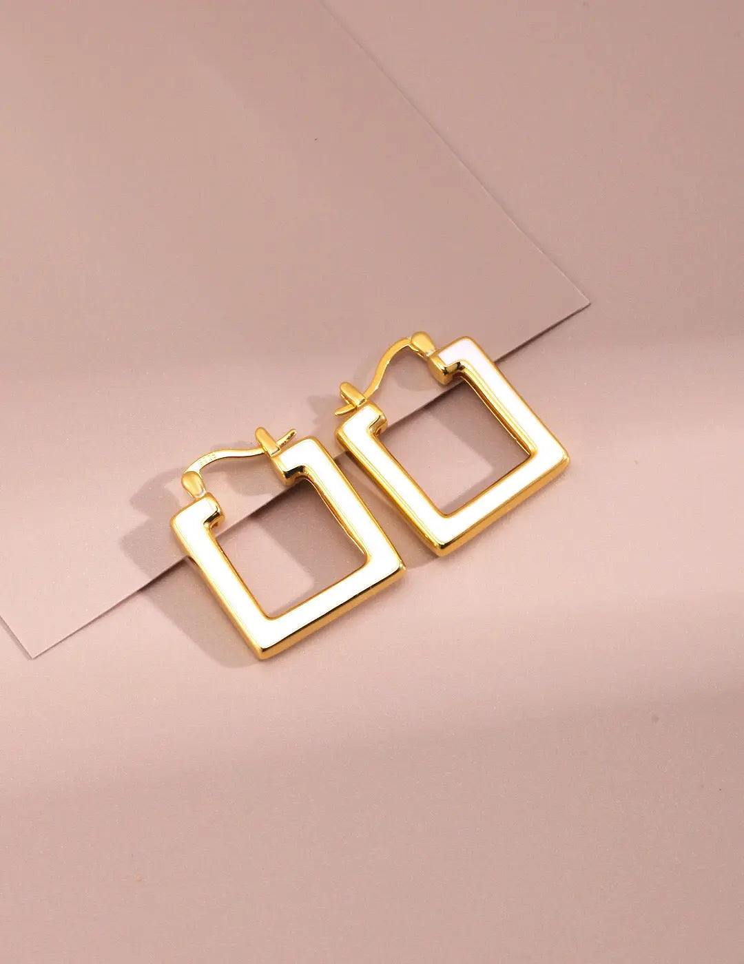 Square Loop Dripping Glaze Earrings-2