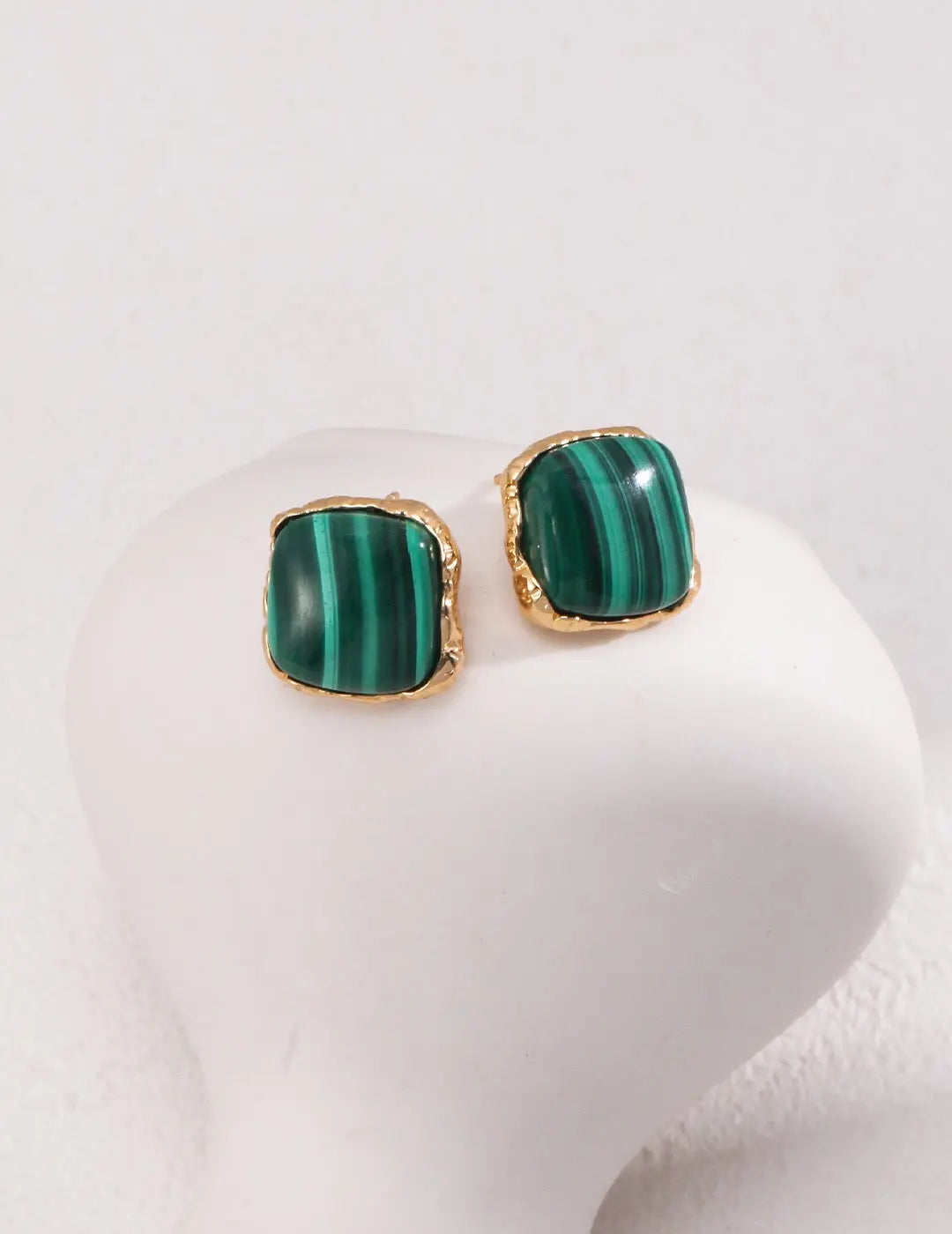 Square Malachite Stone Earrings - Memoriex