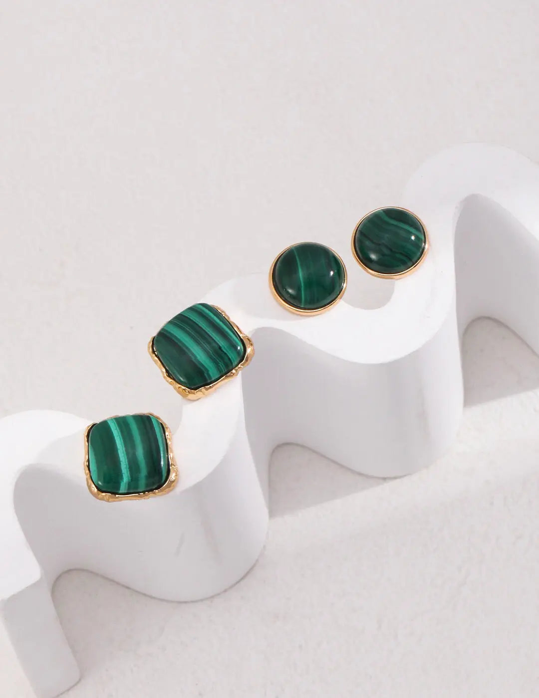 Square Malachite Stone Earrings - Memoriex