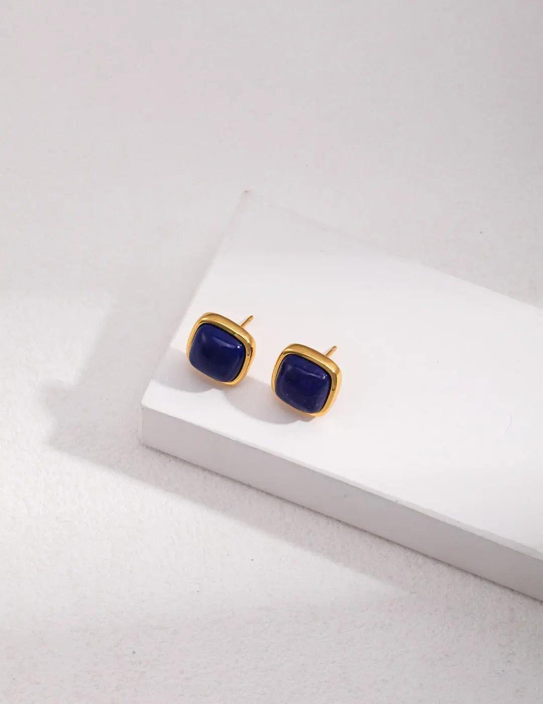 Square Natural Lapis Lazuli Earrings-0