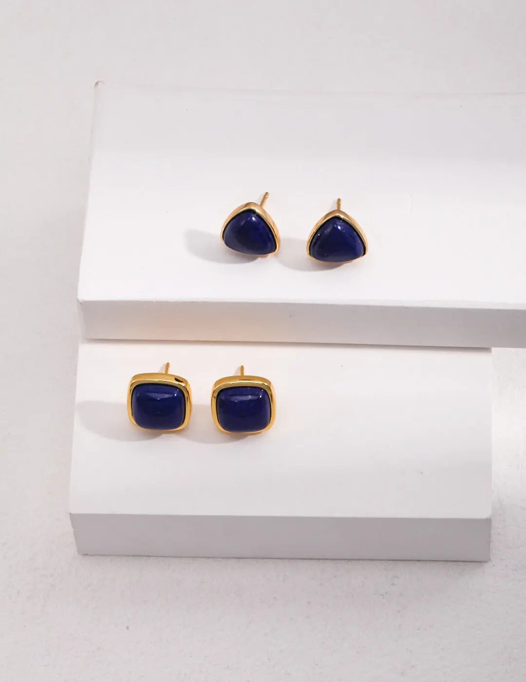 Square Natural Lapis Lazuli Earrings-3