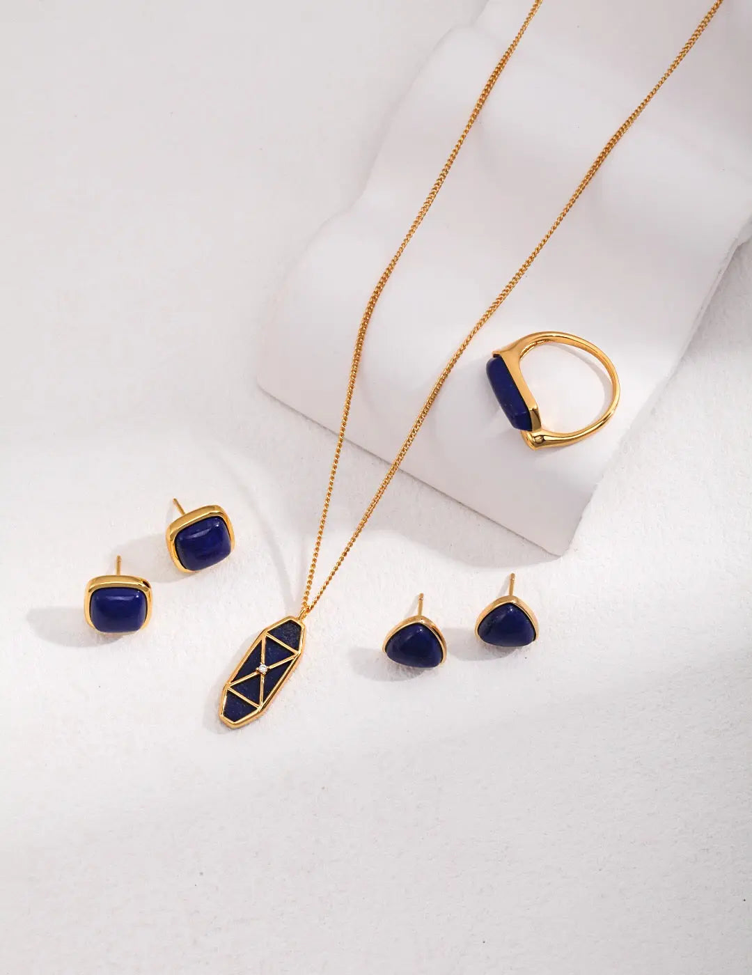 Square Natural Lapis Lazuli Earrings-4