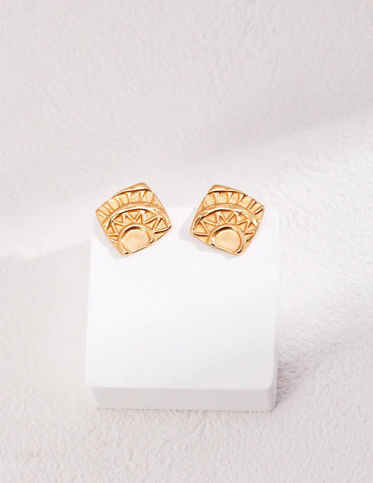 Square Printed Stud Earrings - Memoriex