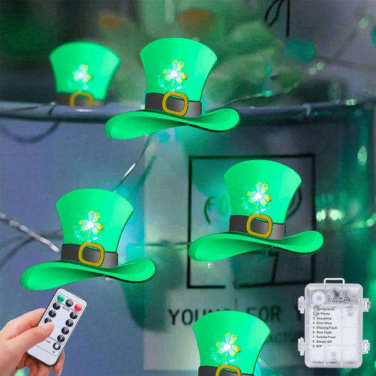 St Patrick's Day Hat Decorations Lights,8 Modes-0