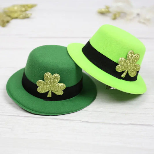 St. Patrick's Day Green Hat Hairpin Shamrock Top Hat Decoration Irish Day Headwear - Memoriex 