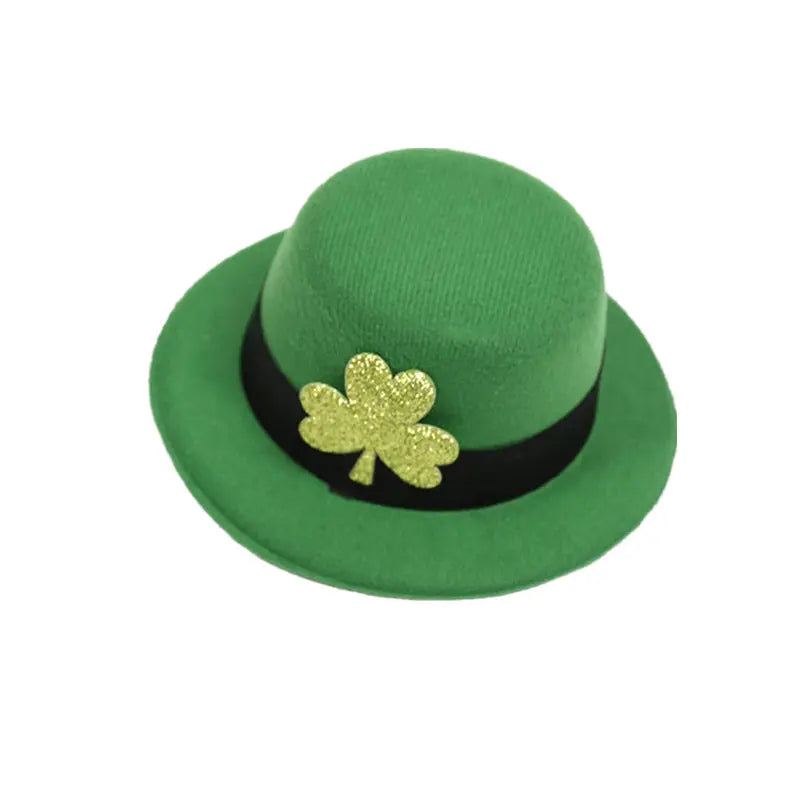 St. Patrick's Day Green Hat Hairpin Shamrock Top Hat Decoration Irish Day Headwear - Memoriex 