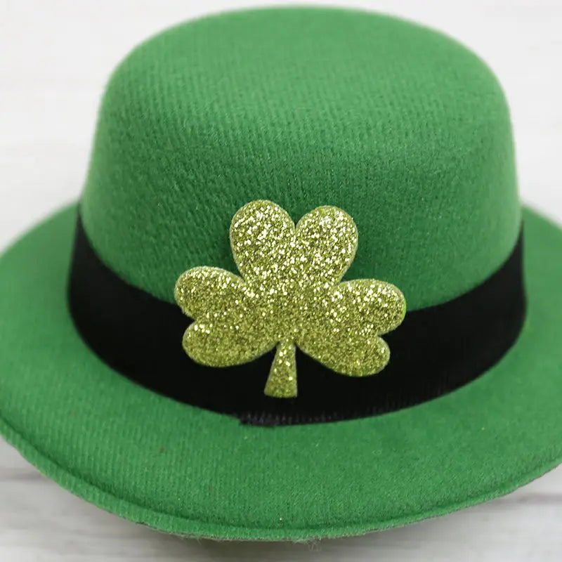 St. Patrick's Day Green Hat Hairpin Shamrock Top Hat Decoration Irish Day Headwear - Memoriex 