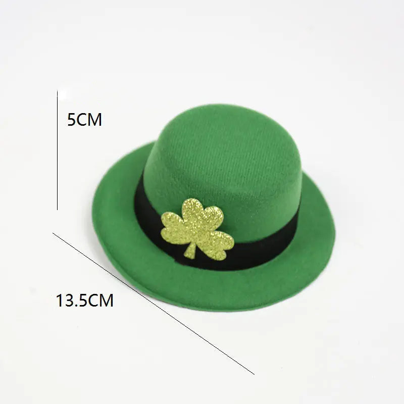 St. Patrick's Day Green Hat Hairpin Shamrock Top Hat Decoration Irish Day Headwear - Memoriex 