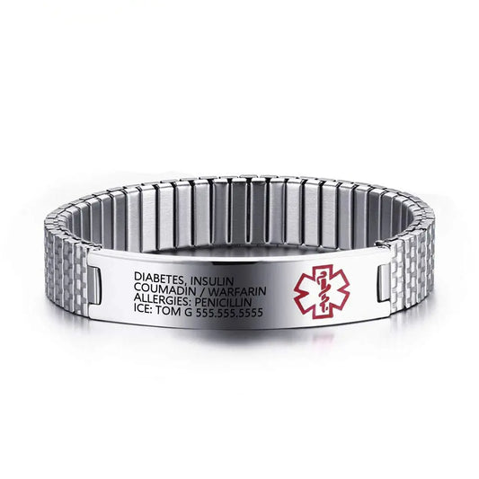 Stainless Steal Elasticity Medical Men's Bracelet-0