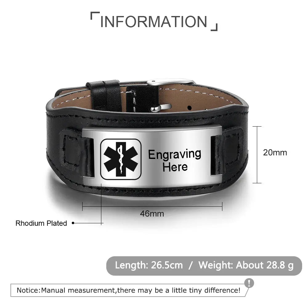 Stainless Steal Medical Men's Medical Blert Bracelet-4