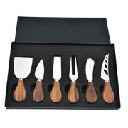Stainless Steel Acacia Wooden Handle Gift Set Cheese Cheese Knife 6 Piece Cheese Knife Set - Memoriex 