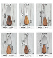 Stainless Steel Acacia Wooden Handle Gift Set Cheese Cheese Knife 6 Piece Cheese Knife Set - Memoriex 