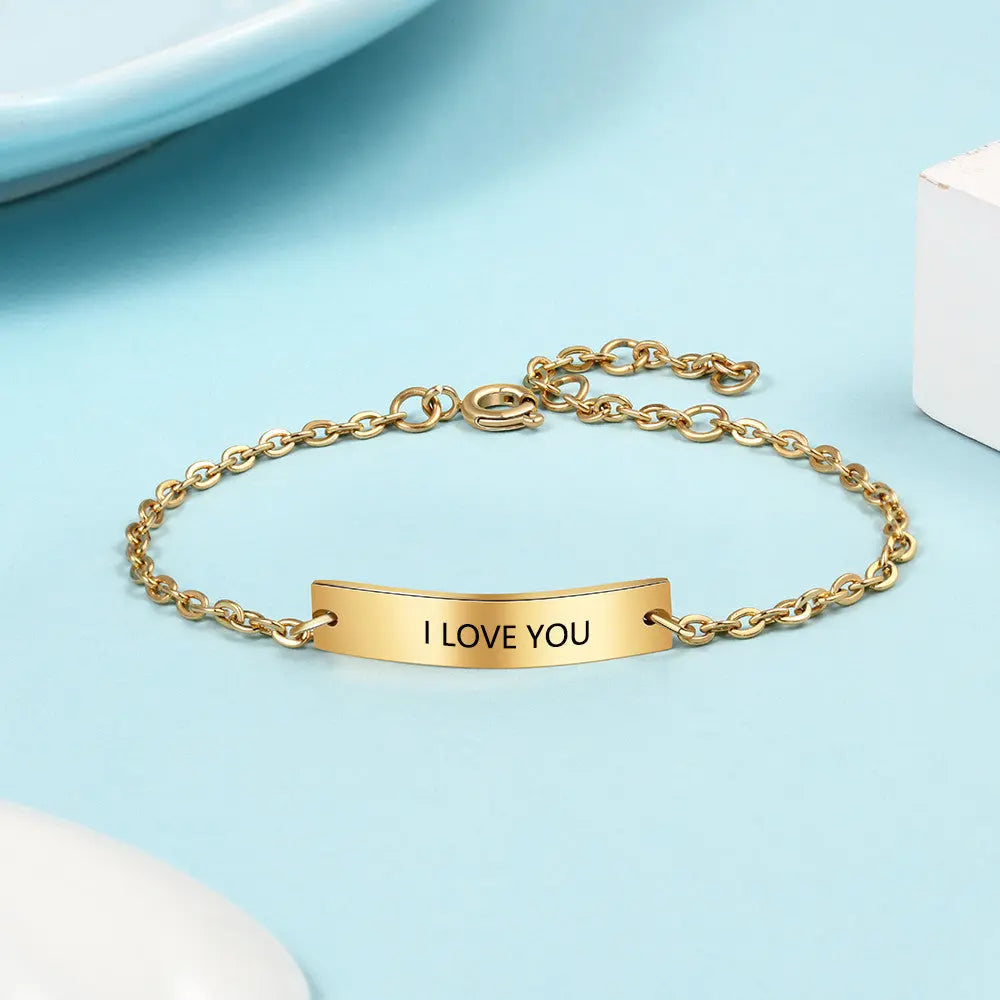 Stainless Steel Gold Plated Name Bracelet-1