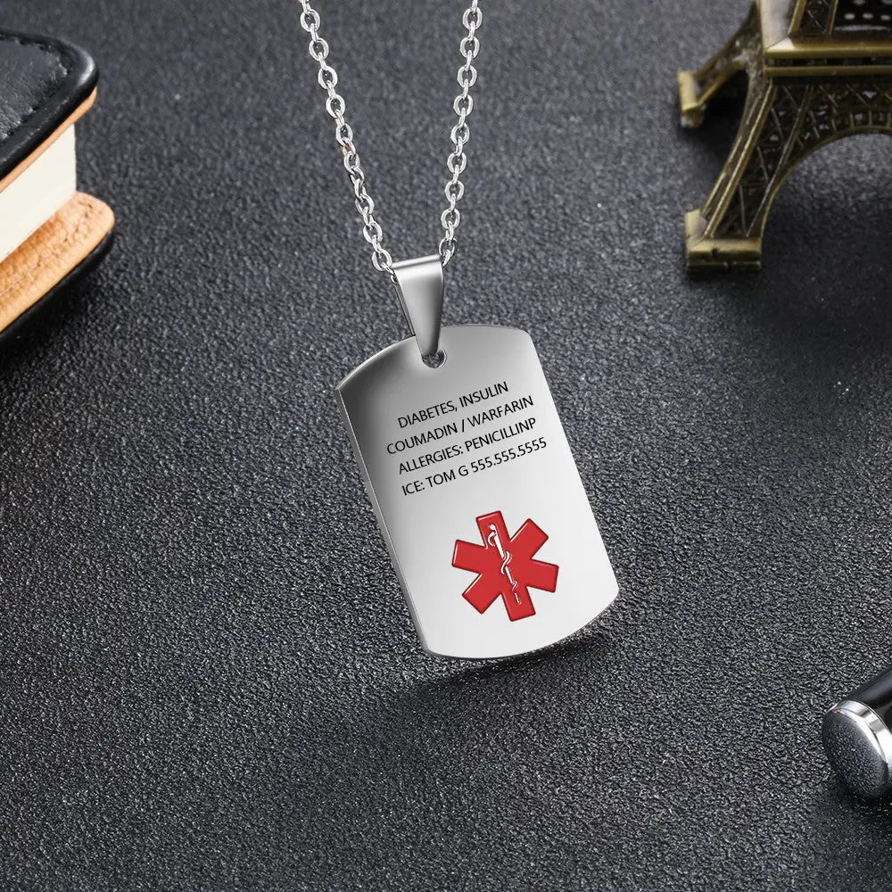 Stainless Steel Medical Alert Pendant Necklace-2