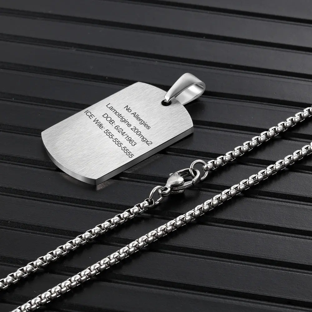 Stainless Steel Medical Alert Pendant Necklace-3