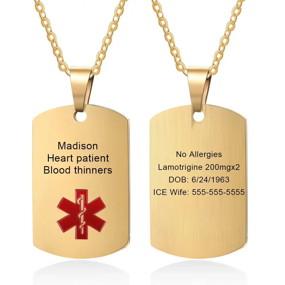 Stainless Steel Medical Alert Pendant Necklace-5