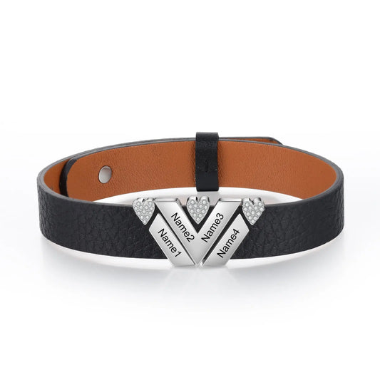 Stainless Steel Women PU Leather Bracelet-10