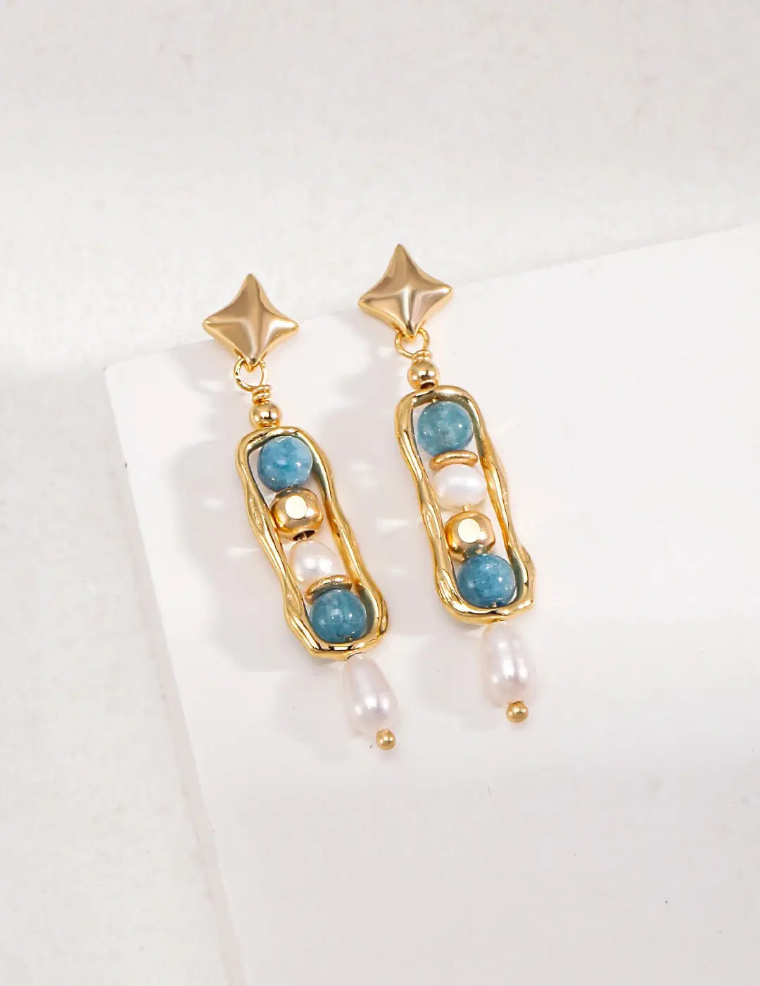 Star Amazonite Pearl Drop Earrings - Memoriex