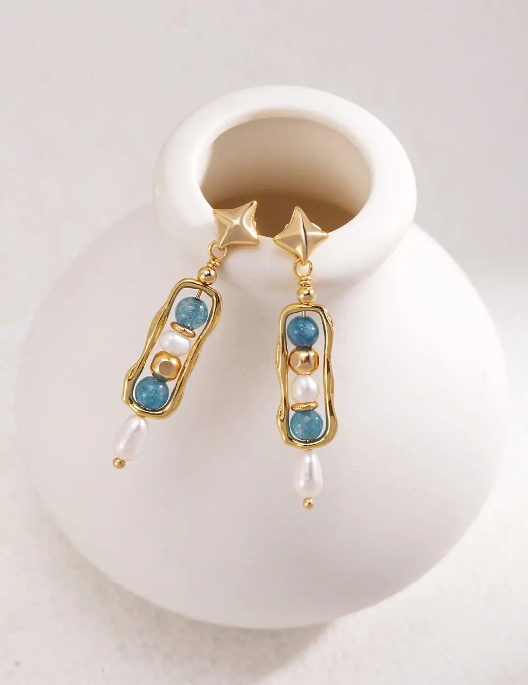 Star Amazonite Pearl Drop Earrings - Memoriex