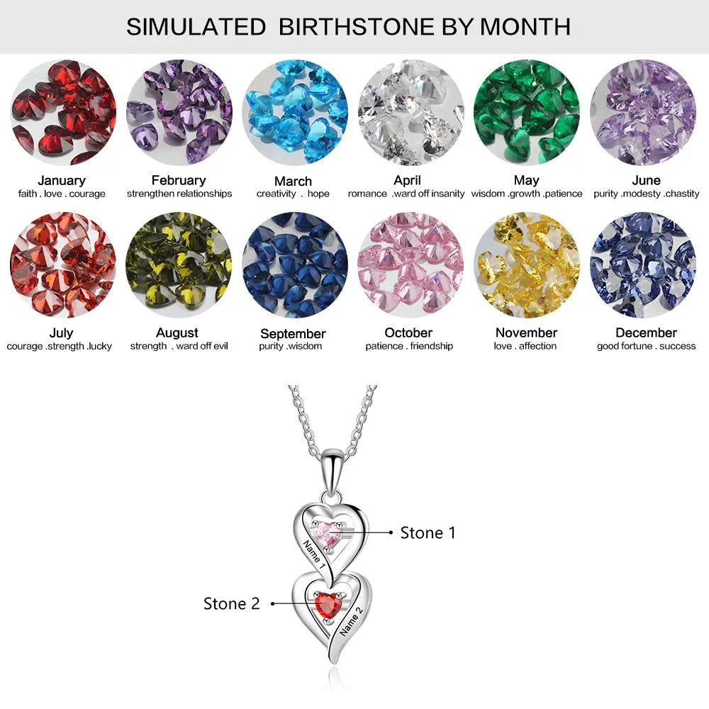 Sterling Silver Two Birthstone Necklace-4