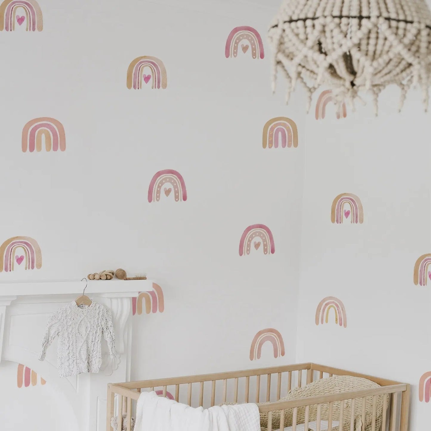 Sticker Kinderzimmer Wandaufkleber Boho Regenbogen Herz I Wand Deko I Wandtattoos I Babyzimmer Wand Deko I Sticker Set-1