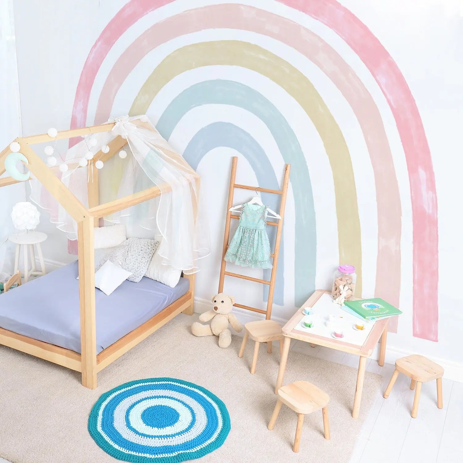 Sticker Kinderzimmer Wandaufkleber Regenbogen Bunte Farben I Wand Deko I Wandtattoos I Babyzimmer Wand Deko I Wandbild Tapete I Wasserdicht-1