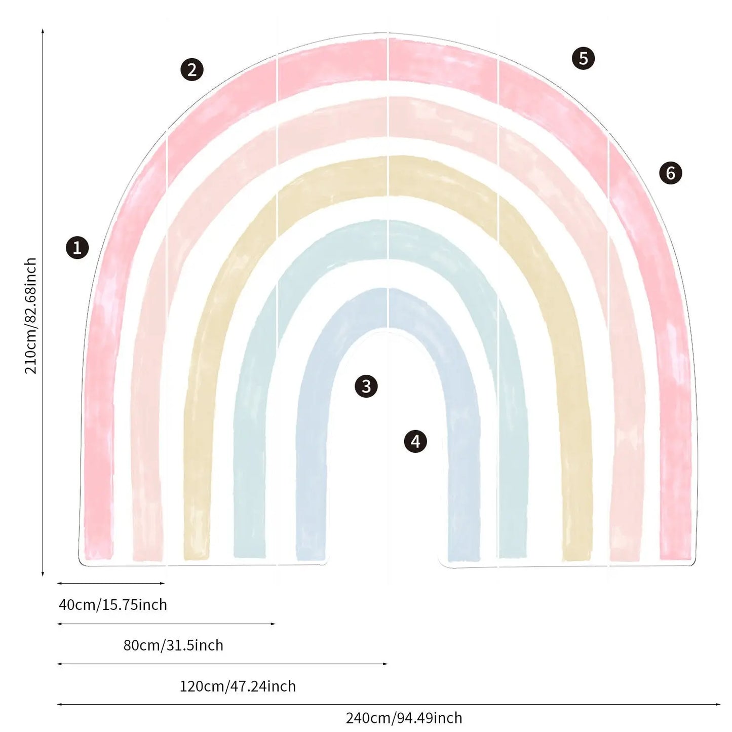 Sticker Kinderzimmer Wandaufkleber Regenbogen Bunte Farben I Wand Deko I Wandtattoos I Babyzimmer Wand Deko I Wandbild Tapete I Wasserdicht-4