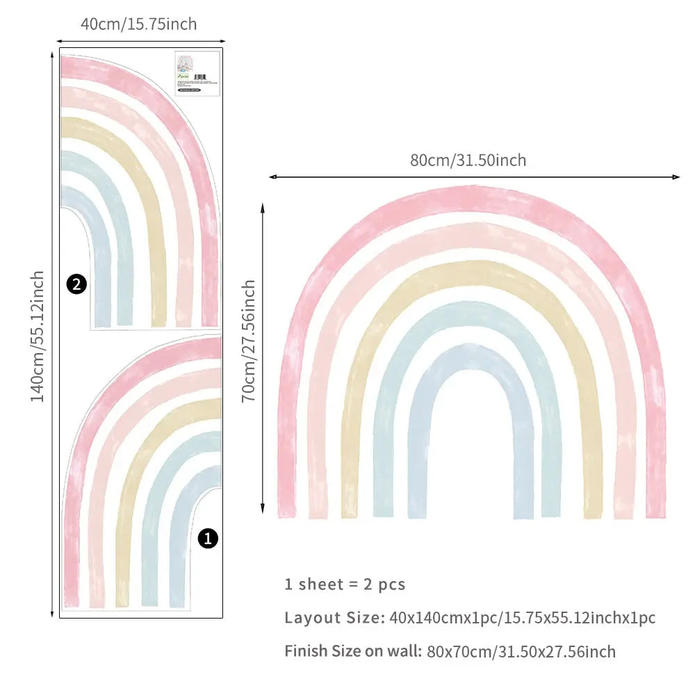 Sticker Kinderzimmer Wandaufkleber Regenbogen Bunte Farben I Wand Deko I Wandtattoos I Babyzimmer Wand Deko I Wandbild Tapete I Wasserdicht-6