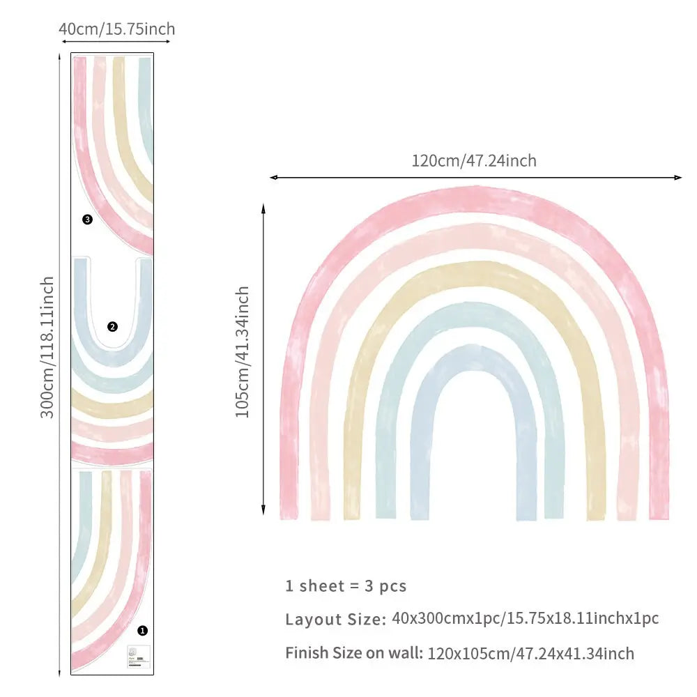 Sticker Kinderzimmer Wandaufkleber Regenbogen Bunte Farben I Wand Deko I Wandtattoos I Babyzimmer Wand Deko I Wandbild Tapete I Wasserdicht-7