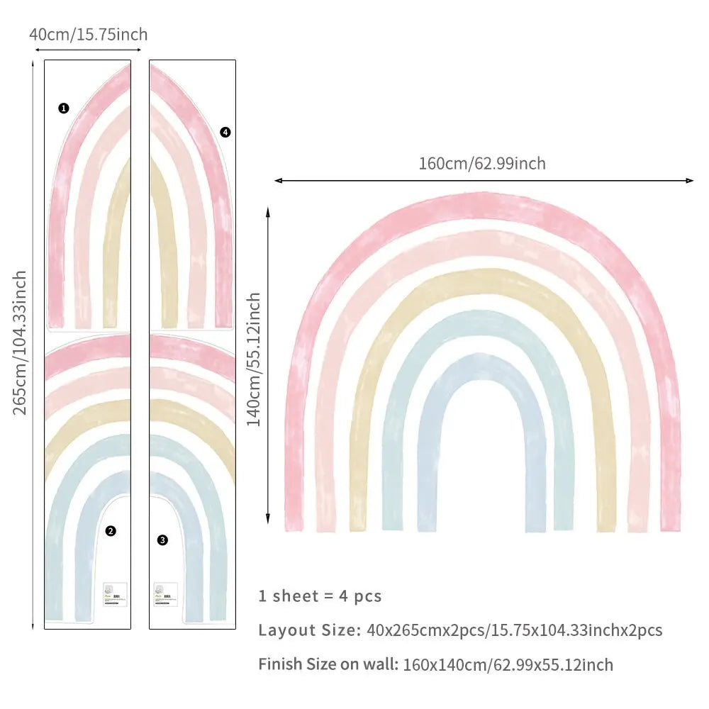 Sticker Kinderzimmer Wandaufkleber Regenbogen Bunte Farben I Wand Deko I Wandtattoos I Babyzimmer Wand Deko I Wandbild Tapete I Wasserdicht-8