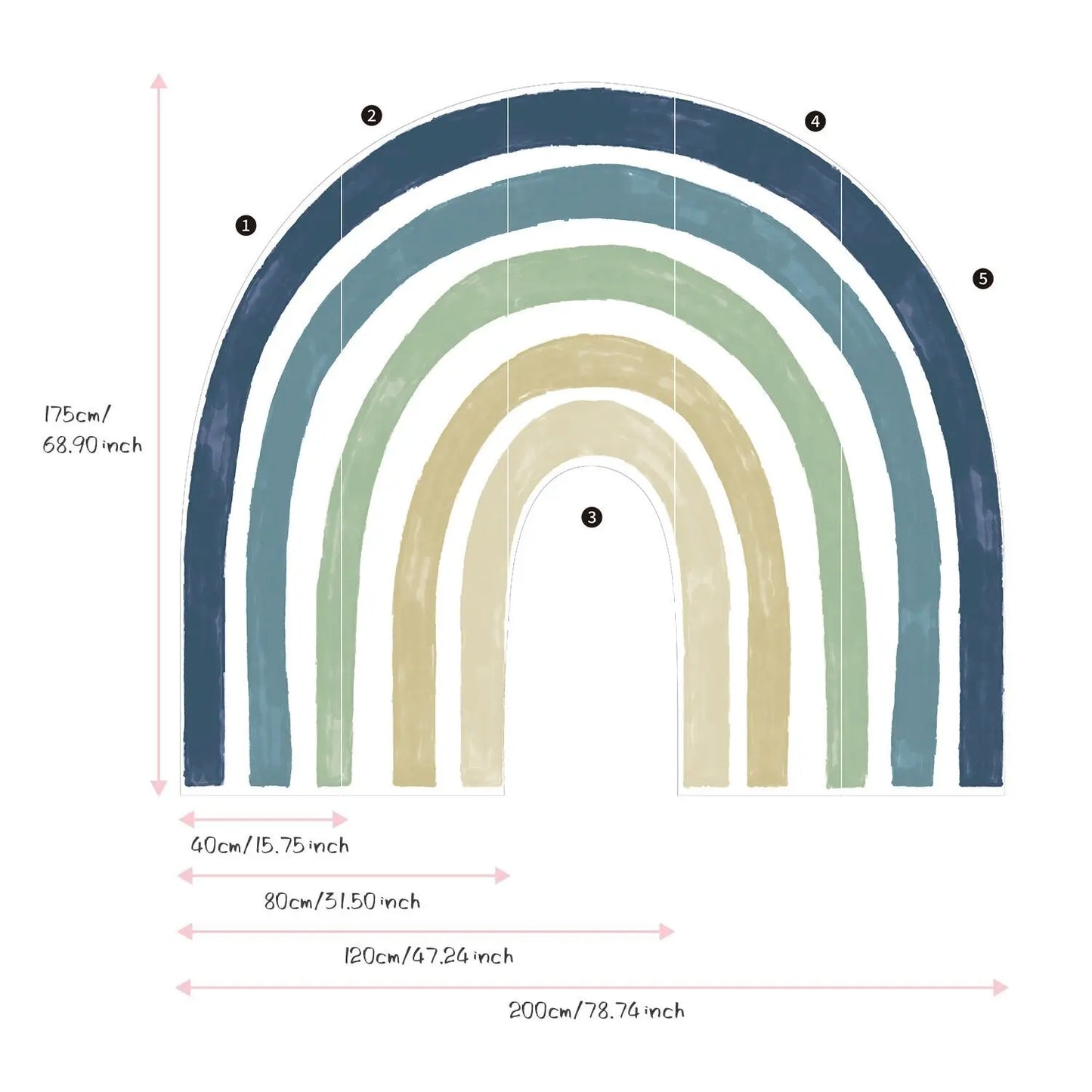 Sticker Kinderzimmer Wandaufkleber Regenbogen Bunte Farben I Wand Deko I Wandtattoos I Babyzimmer Wand Deko I Wandbild Tapete I Wasserdicht-3