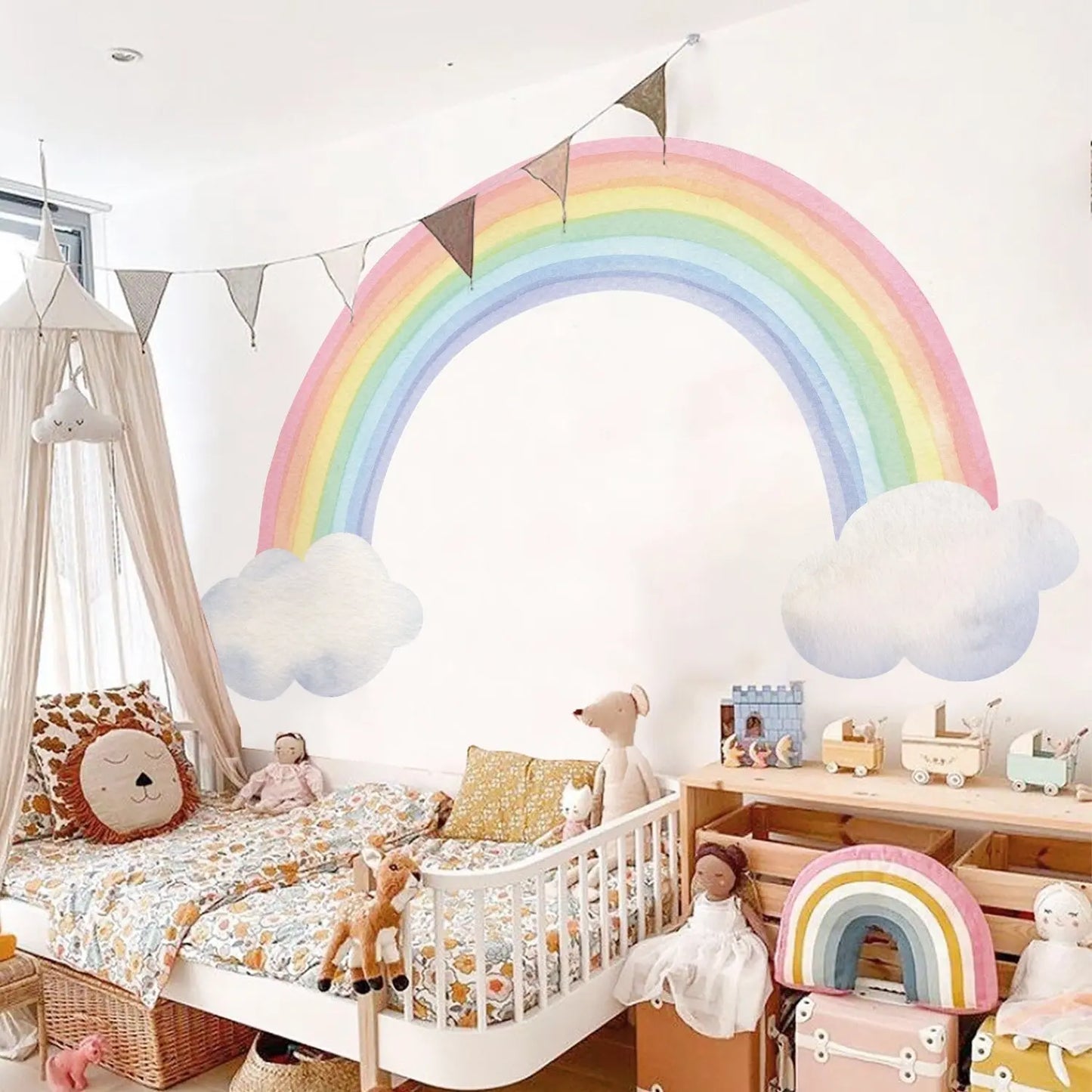 Sticker Kinderzimmer Wandaufkleber Regenbogen Wolken I Wand Deko I Wandtattoos I Babyzimmer Wand Deko I Wandbild Tapete I Wasserdicht-1