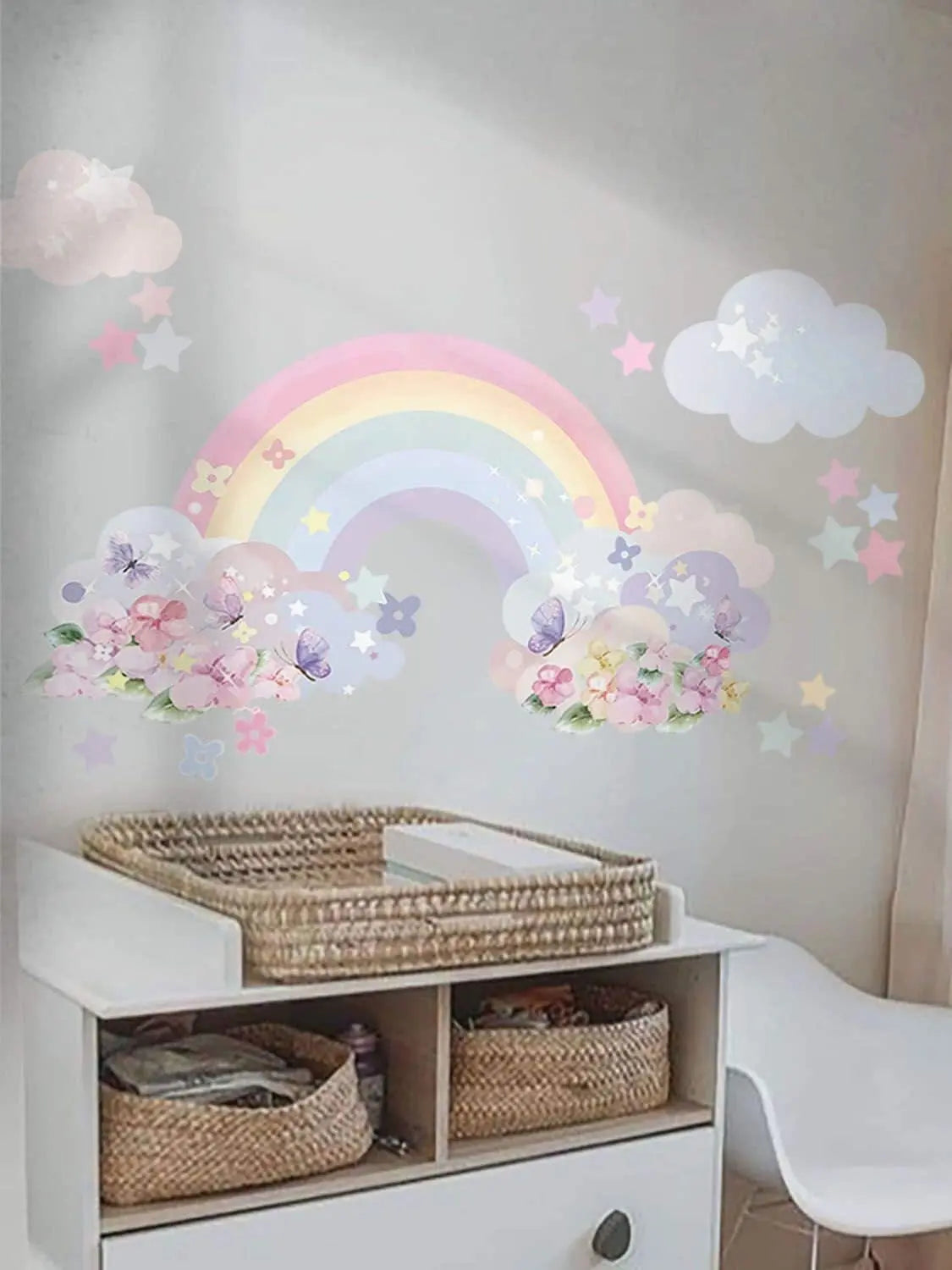 Sticker Kinderzimmer Wandaufkleber Regenbogen Wolken I Wand Deko I Wandtattoos I Babyzimmer Wand Deko I Wandbild Tapete I Wasserdicht-0