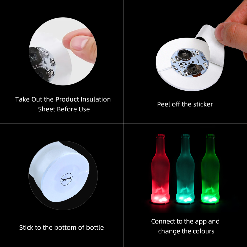 LED Bottle Coaster Sticker for Drinks(100Pck)-4