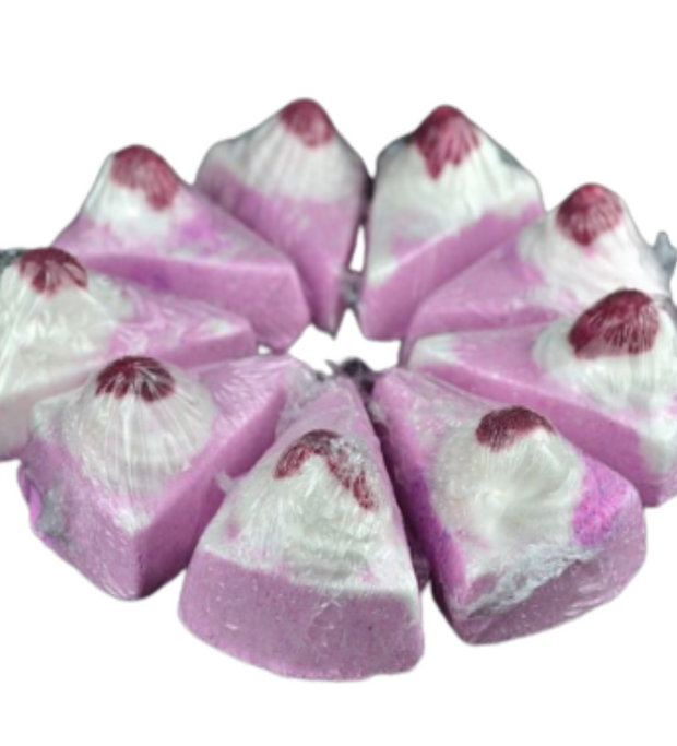 Strawberry Cake Slice Bath Bomb made with Whipped Shea Butter - Memoriex 