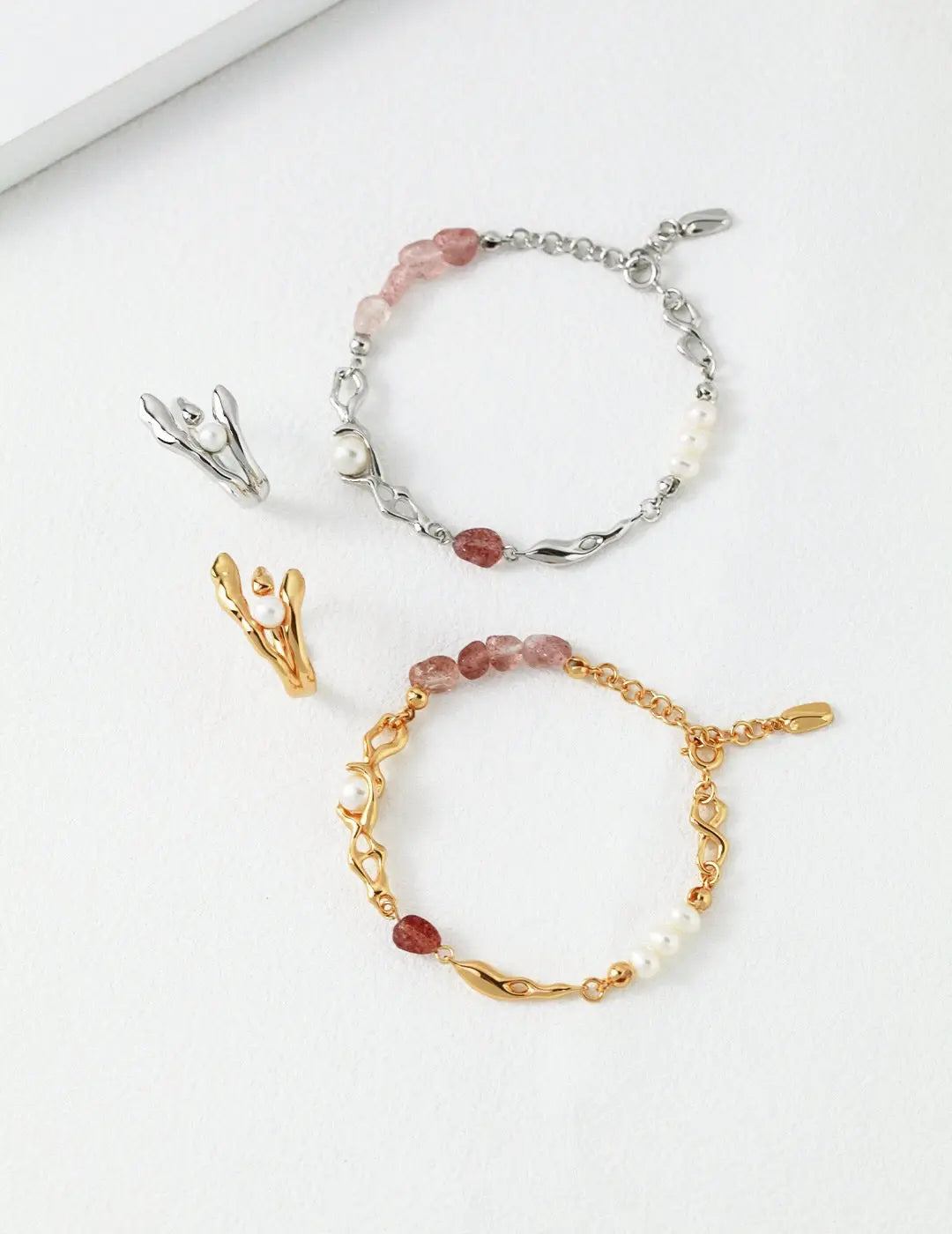 Strawberry Crystal Pearl Bracelet-0