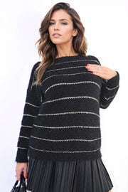 Striped Knitted Long Sleeve Jumper-10