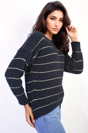 Striped Knitted Long Sleeve Jumper-1